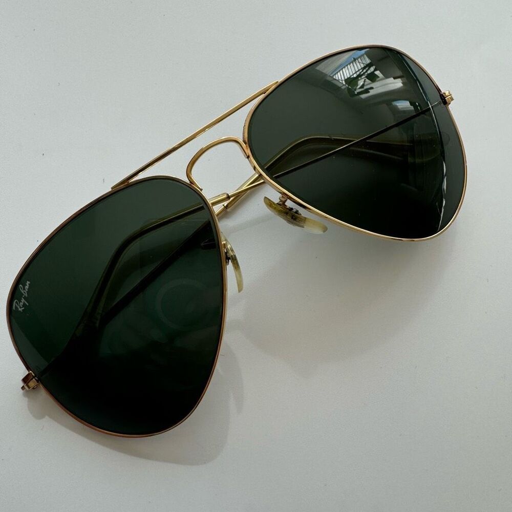 Vintage B&L Ray-Ban Aviator Sunglasses 58mm Gold Frame USA Made G15 Lens Unisex
